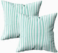 EMMTEEY Green White Vertical Pastel Stripes Pillow Covers 24x24 Set of 2 by EMMTEEY