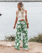 Angerella Womens Elastic High Waisted Palazzo Pants Casual Wide Leg Long Lounge Pant Trousers with Pocket - Image 2