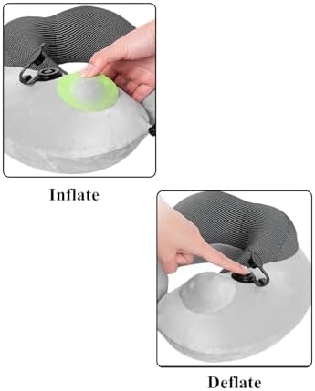 Inflatable U-Shaped Travel Pillow with Velvet Cover Unisex Cotton Stuffed Travel Neck Pillow for Airplane Train Office Nap - Image 4