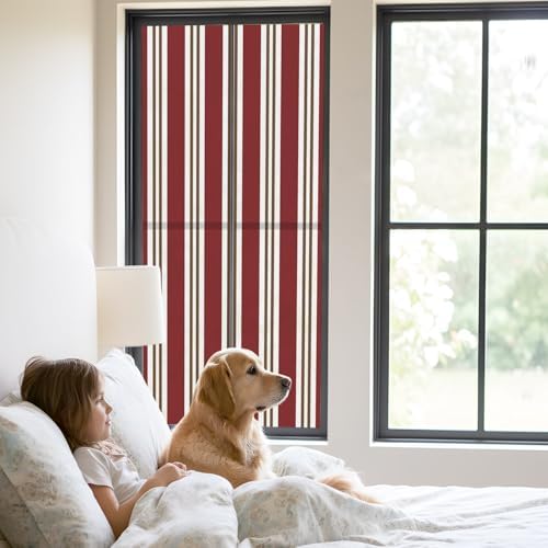 Window Privacy Film Frosted, Red Brown Striped Static Cling Door Window Covering, Modern Farmhouse Vertical Stripes UV Blocking Windows Film for Office, Hotel, Bedroom, 29.5 x 78.7 Inches - Image 2