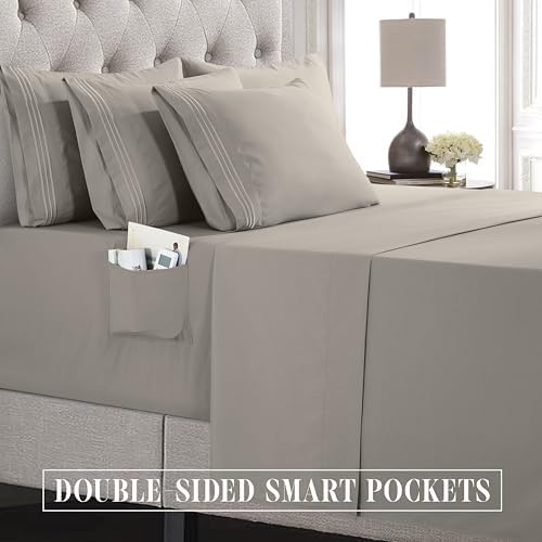 Elegant Comfort Luxury Soft 6-Piece 1500 Premium Hotel Quality Bed Sheet Set with Extra Deep Pockets 18-24 Inch, Wrinkle Free, Storage Pockets, Extra Deep Pocket 6PC Sheets, Queen, Charcoal Gray - Image 5