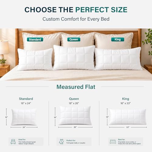 Nuzzle Neck Pillow Adjustable King Size Set of 2,Soft Luxury Hotel Feel - Image 5
