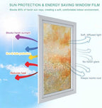 Orange Fall Ombre Window Privacy Film Rainbow Static Cling Stain Glass Window Film for Glass Door, Decorative Heat Blocking Sunroof Decal Sticker for Car 29.5"x118" Watercolor Abstract Oil Painting - Image 4