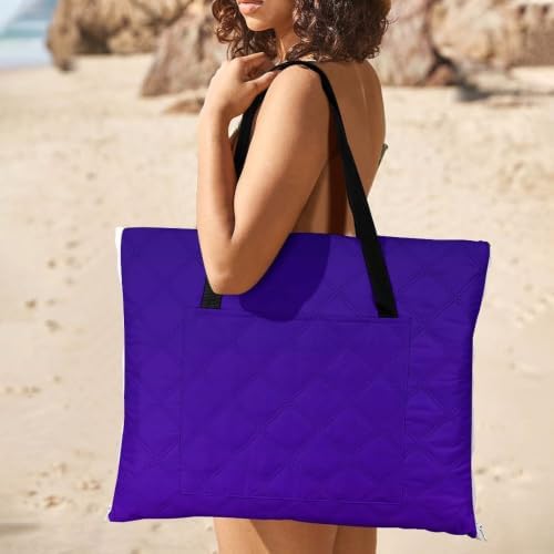 Zipper Foldable Picnic Blanket Ombre Pattern Purple 78.7x78.7 Inch - Image 2