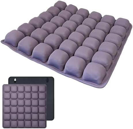 Inflatable Seat Cushion, 3D Travel Cushion for Airplane, Seat Cushion for Car, Anti-Slip Bottom, Built-in Pump & Carry Bag for Travel/Office/Car – 36 Air Cells, Tailbone Pain Relief, Purple by HAFITH