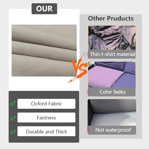 FLYMEI Patio Cushion Covers 24x24x4, Beige, 4Packs - Image 5