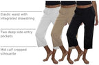 Sexy Basics Women's 100% Cotton Lounge Pants | Capri Style Pajama Sleep Bottoms | Drawstring & Pockets |Multi-Packs & Colors - Image 4