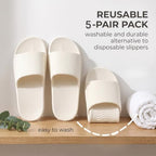 Travel Slippers for Women, Foldable, 5 Pairs, Pink and White US 5.5-8.5 - Image 4