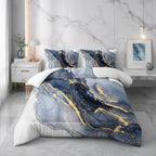 Nttopship Marble Comforter Set Grayish blueMarble Bedding Set Twin Size ，Soft Microfiber Minimalist Wind Marble 1 Comforter with 2 Pillowcases by Nttopship