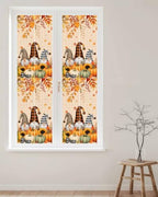 Window Privacy Film Frosted, Thanksgiving Fall Reusable Static Cling Window Tints, Gnomes Pumpkin Flower Maple Leaf Plaid Heat Control Windows Films for Offices, Balcony, 29.5 x 118 Inches - Image 2