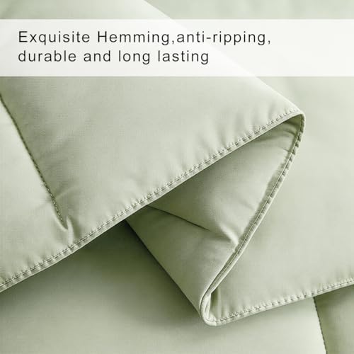 COHOME Twin/Twin XL Size Comforter, All-Season Quilted Down Alternative Duvet Insert, Luxury Hotel GentleSoft Comforter with Anti-Clump Tech & 8 Tabs - Reversible - Sage Green 64x88 inches - Image 4