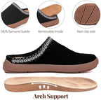 UBFEN Womens 100% Genuine Suede Mules Arch Support Indoor Outdoor Slippers - Image 4