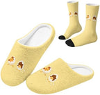 Jeiento Women's Fuzzy Slippers and Sock Set Warm Cozy Memory Foam House Shoes Soft Slip-on Slides Spa Slippers for Hotel by Jeiento