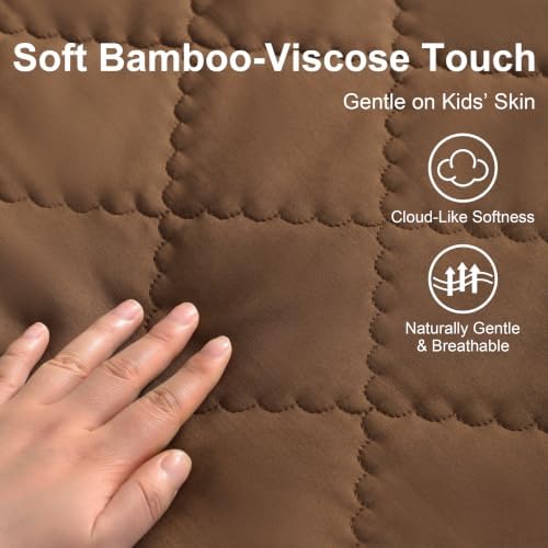BEDSUM Cooling Toddler Comforter, Rayon Made from Bamboo, Brown - Image 3