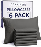 King Standard Pillow Cases - 6 Pack Pillowcase Covers, 20" x 36" - Charcoal by CGKUnlimited