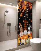 Window Privacy Film Frosted, Thanksgiving Gnomes Static Cling Door Window Covering, Fall Pumpkin Maple Leaves Black UV Blocking Windows Film for Office, Hotel, Bedroom, 29.5 x 78.7 Inches - Image 3