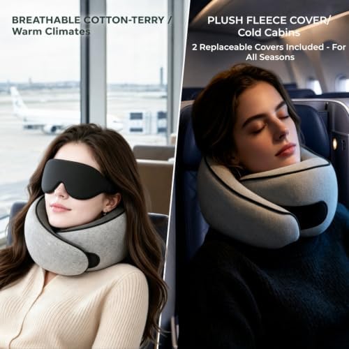 Memory Foam Travel Pillow for Airplanes, 360° Ergonomic Neck Support Pillow - Image 4