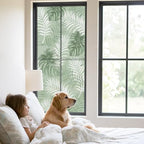 Window Privacy Film Frosted, Sage Green Palm Trees Tropical Static Cling Door Window Covering, Summer Beach Botanical UV Blocking Windows Film for Office, Hotel, Bedroom, 29.5 x 78.7 Inches - Image 2