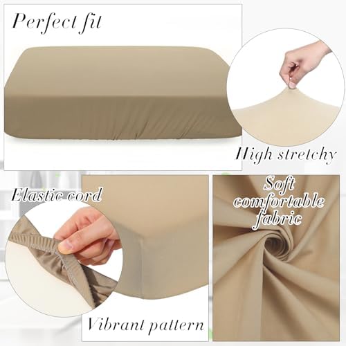 Newwiee 8 Pcs Patio Outdoor Cushion Covers,Solid,Khaki Yellow - Image 3