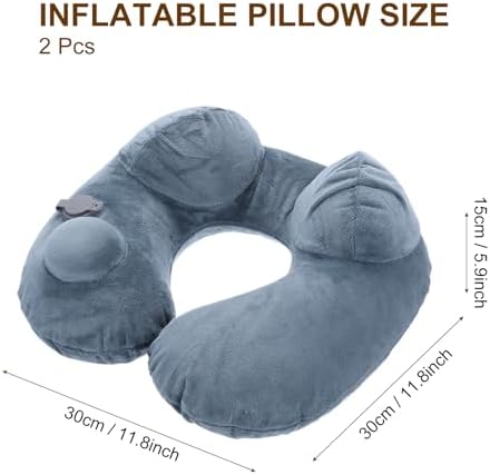 PATIKIL Self-Inflatable Pillow, 2 Pack Soft Flush Travel Neck Pillow Sleeping Anti Wrinkle Pillow Head Neck Support with Compact Bag for Plane Train for Travel Airplane, Green - Image 2