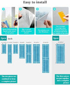 Window Privacy Film Frosted, Azure Blue Botanical Static Cling Door Window Covering, Vintage Florals Geometric Minimalist UV Blocking Windows Film for Office, Hotel, Bedroom, 29.5 x 78.7 Inches - Image 4