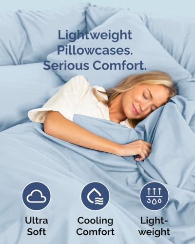 Queen Pillow Cases - 8 Pack Soft Pillowcase Covers - 20" x 30" (Sky Blue) - Image 3