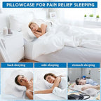 Hahafelt 2 Pcs Cooling Cervical Neck Pillowcase with Envelope Closure (Only Pillowcase) Ergonomic Pillow Case Smooth Soft Cool Case for Side Back Stomach Sleepers(White,Queen Size) - Image 5