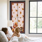 Window Privacy Film Frosted, Thanksgiving Fall Static Cling Door Window Covering, Pink Turkey Pumpkin Flowers Stripe Rustic UV Blocking Windows Film for Office, Hotel, Bedroom, 29.5 x 78.7 Inches - Image 2