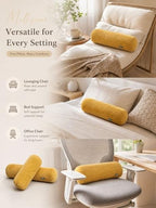 Long Cylinder Pillow Corduroy Lumbar Pillow Neck Roll Throw Pillow - Image 3