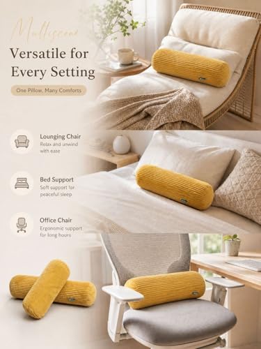 Long Cylinder Pillow Corduroy Lumbar Pillow Neck Roll Throw Pillow - Image 3