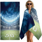 Beach Towel Bag 2 in 1 Football Sport Bath Pool Towels Backpack Rugby Soccer Stadium Absorbent Beach Towel Soft Quick Dry Lightweight Packable Towels Drawstring Bag for Travel Camping Sports Picnic - Image 7