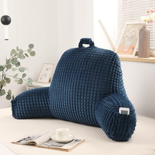 Reading Pillow with Arms for Bed Sitting,Blue Flannel by PAJEO