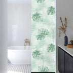 Window Privacy Film Frosted, Mint Green Palm Trees Tropical Reusable Static Cling Window Tints, Summer Beach Botanical Heat Control Windows Films for Offices, Balcony, 29.5 x 118 Inches - Image 3
