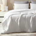 SLEEP ZONE Queen Size Comforter Set, Breathable Jersey Knit Soft Duvet Insert Set 3 Pieces Bedding Sets for Bedroom All Season, White by SLEEPZONELIFE