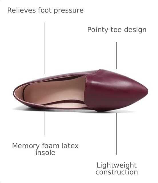 SAILING LU Women's Pointy Toe Ballets Flats PU Leather - Image 3