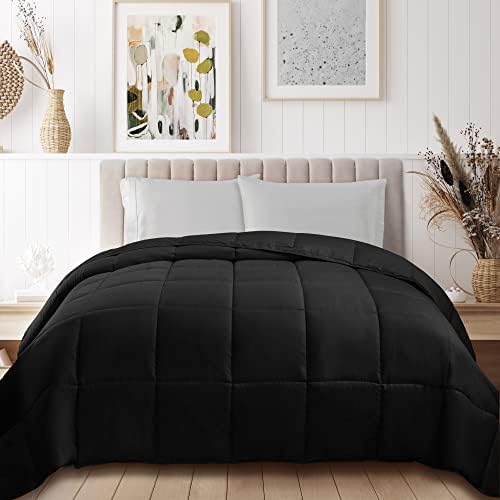SUPERIOR All Season Reversible Down Alternative Comforter, Twin XL, Black - Image 2