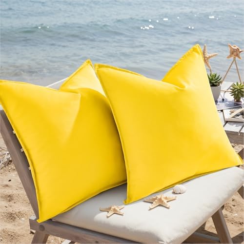 decorUhome Outdoor Waterproof Faux Linen Throw Pillow Covers 24x24 Set of 2 - Image 7