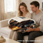 Wolf Sherpa Blanket Fire Animal Print Throw Blanket for Men Soft Warm Cozy 50x60 Inches Energy Design Bedroom Gamer Room Decor Motivational Gift for Birthday Housewarming Anniversary - Image 4