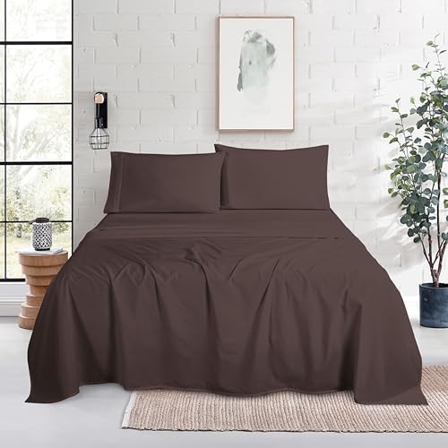 Mocassi Twin XL Size 4-Piece Bed Sheet Set - 1800 Premium Hotel Quality Microfiber 18-24 Inches Extra Deep Pocket Fitted Sheet- Luxury Soft, Breathable, Wrinkle, and Fade Resistant, Brown - Image 2