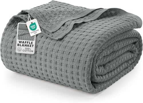 Utopia Bedding 100% Cotton Waffle Blanket King Size Cool Grey, 90x108 Inch by UTOPIABEDDING