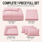 CozyLux Full Size Comforter Sets Pink - 7 Pieces Bed in a Bag - Image 2