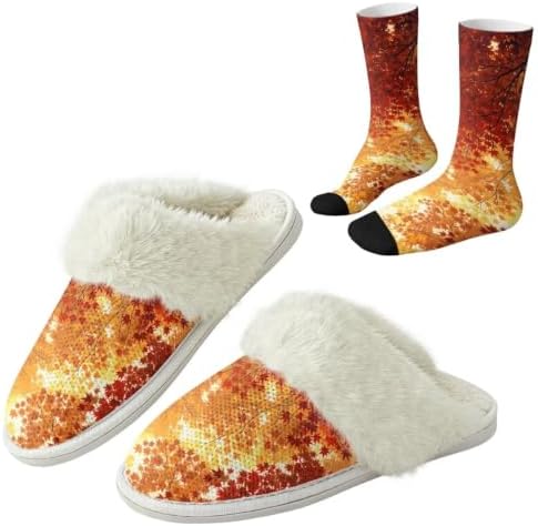 Fuzzy Slippers for Women Washable Cotton Slippers with Crew Socks by Unknown