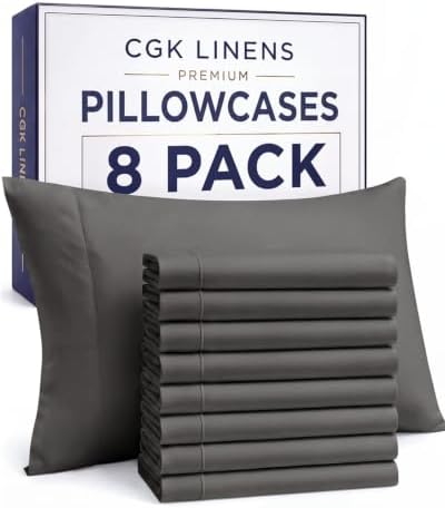 Standard Pillow Cases - 8 Pack Pillowcase Covers - 20" x 26" (Charcoal) by CGKUnlimited