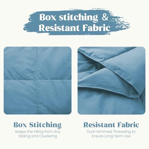puredown® Soft Feather Down Throw Blanket Lightweight Packable Couch Throw for Indoor and Outdoor Use, Throw 50"X70", Blue, 12oz - Image 5