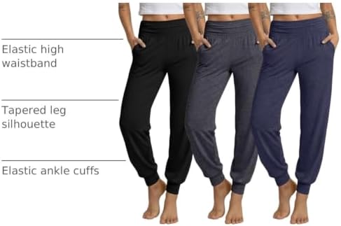 Ficerd 3 Pack Women's Joggers Loose Yoga Pants with Pockets - Image 4