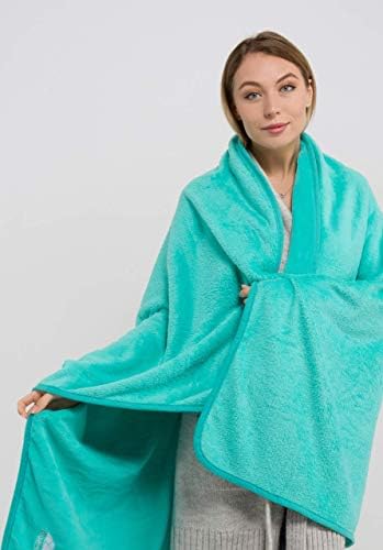 BlueHills Travel Blanket Pillows for Two Airplane Traveling Essentials Flight Throws in Bag case with Backpack Clip Compact Large Plane Accessories – Teal Green and Grayish Blue - Image 6
