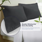 Kickoff Viscose Bamboo Pillowcase, King, Set of 2, 100% Organic Hidden Zippered Viscose Bamboo Pillow Case King Size, Cooling Pillow Cover for Hot Sleepers (20"x40", Pewter) - Image 3