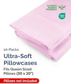 Queen Pillow Cases - 10 Pack Pillowcase Covers - 20" x 30" (Light Pink) - Image 2