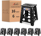 ACKO 16 Inch 6 Pack Folding Step Stool, Safety Lock, Holds 400 lbs, Black by ACKO