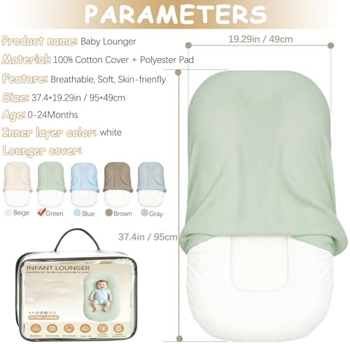 Baby Lounger & Baby Nest, Extra Large Muslin Infant Lounger for Newborns - Image 2
